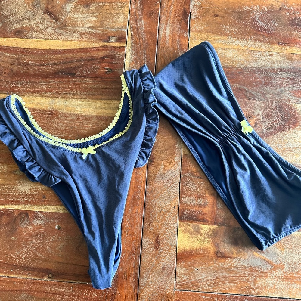 Blackbough Navy Swimsuit with Yellow Accents